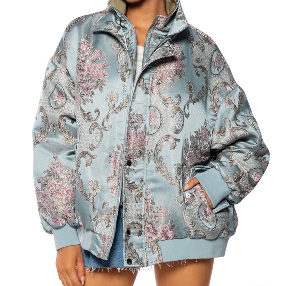 VERSAILLES OVERSIZE BROCADE BOMBER JACKET - S